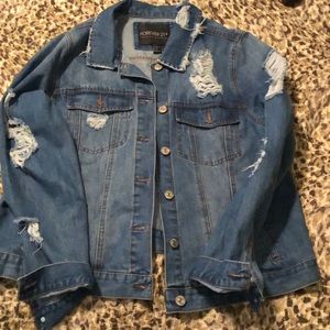 Distressed denim jacket